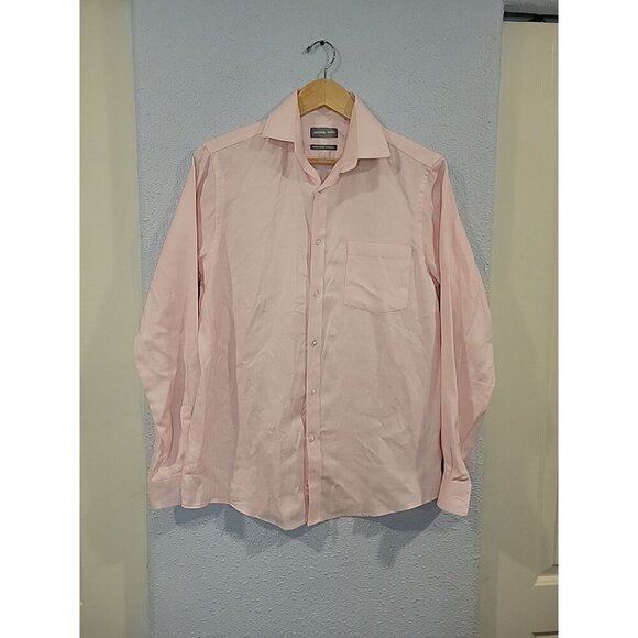 Men’s Michael Kors Button‎ LS Slim Stretch Shirt 15.5 Med 34/35 Pink Texture - Picture 1 of 7